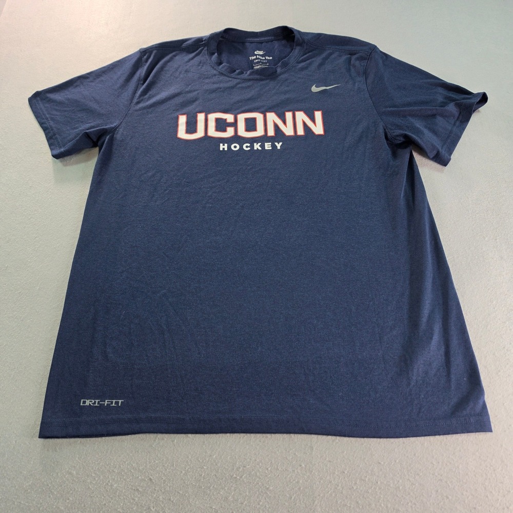 Nike UConn Hockey Dri-FIT T-Shirt Mens Large Navy Blue Athletic Training Tee